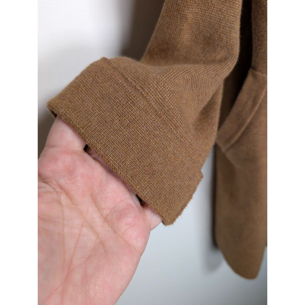 J. Crew Vanessa Open Cardigan Sweater Brown Large Women’s Pockets Cotton Camel - Picture 6 of 8